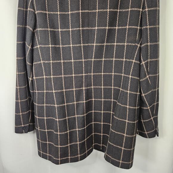 Chaus Women's Black Vintage Plaid Lambs Wool Double Breasted Career Blazer Sz 12 - Picture 6 of 8